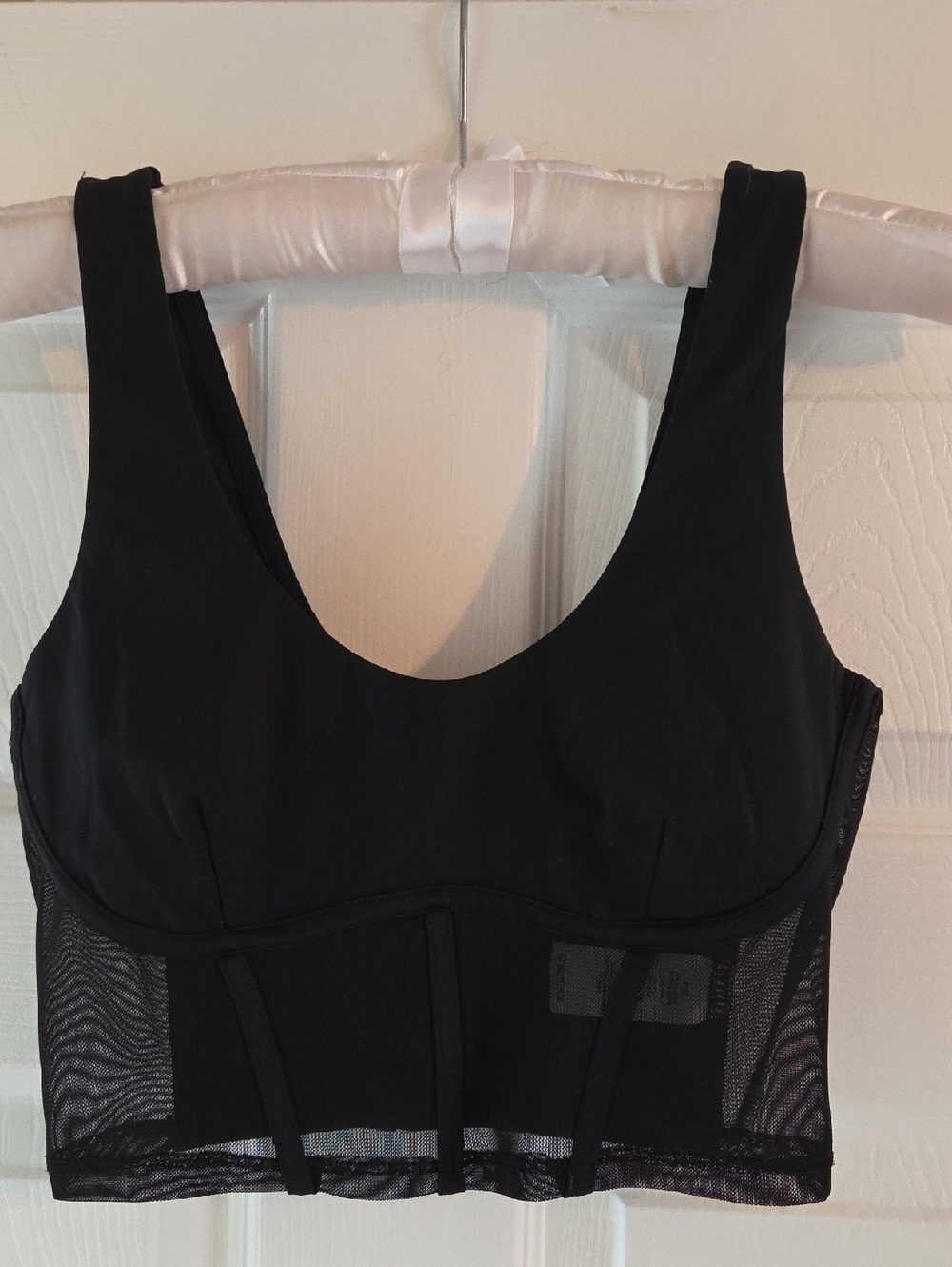 Dynamite Black Mesh Longline Crop Top